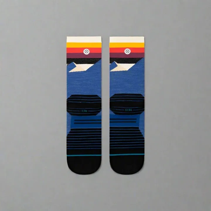 Unisex Run Divided Lines Crew Socks - Blue