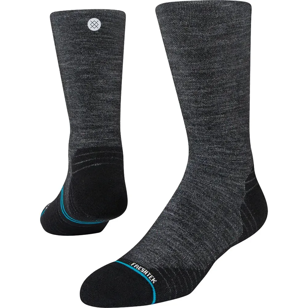 Unisex Run Light Wool Crew Socks - Black