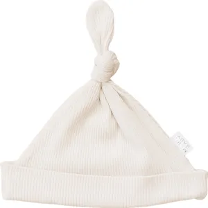 Vanilla Organic Ribbed Newborn Knot Hat