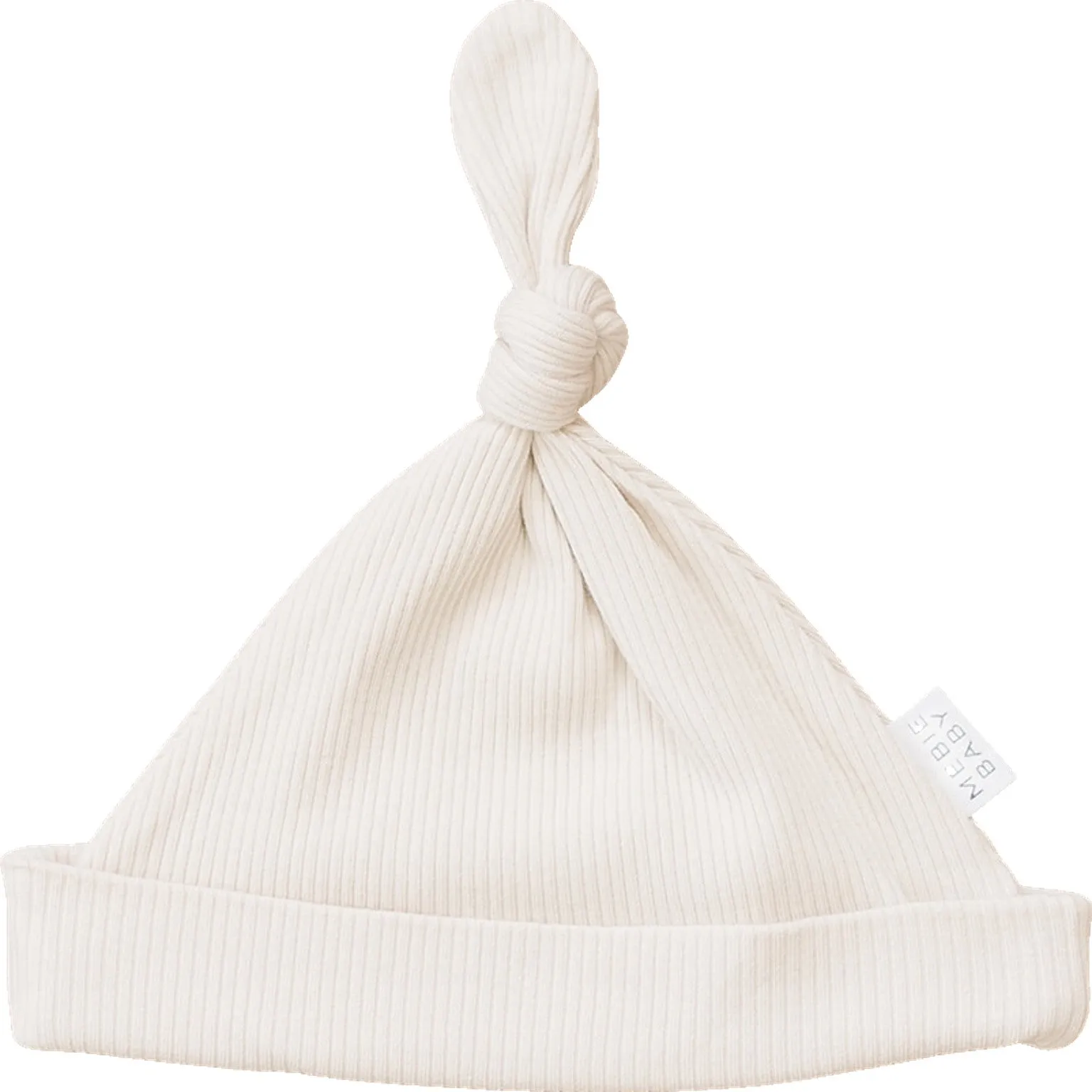 Vanilla Organic Ribbed Newborn Knot Hat