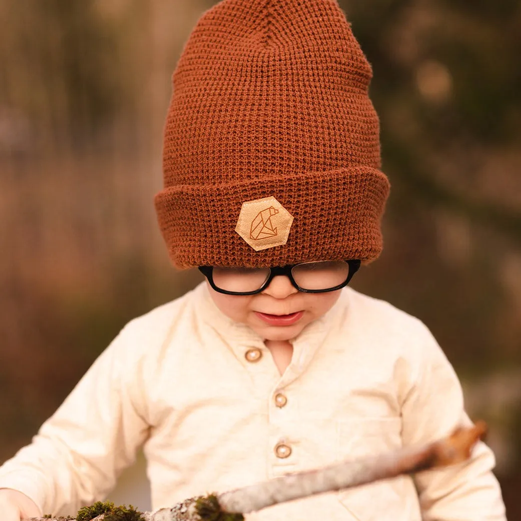 Waffle Beanie with Ultra Suede  Patch