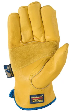 Wells Lamont 1168L Work Gloves, Men's, L, 9 to 9-1/2 in L, Keystone Thumb, Slip-On Cuff, Cowhide Leather, Gold/Yellow :PR: QUANTITY: 1