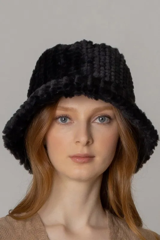 Winter Solid Color Trendy Fuzzy Fur Bucket Hat