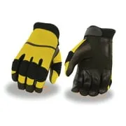 Xelement XG791 Men's Black and Yellow Mesh and Leather Racing Gloves